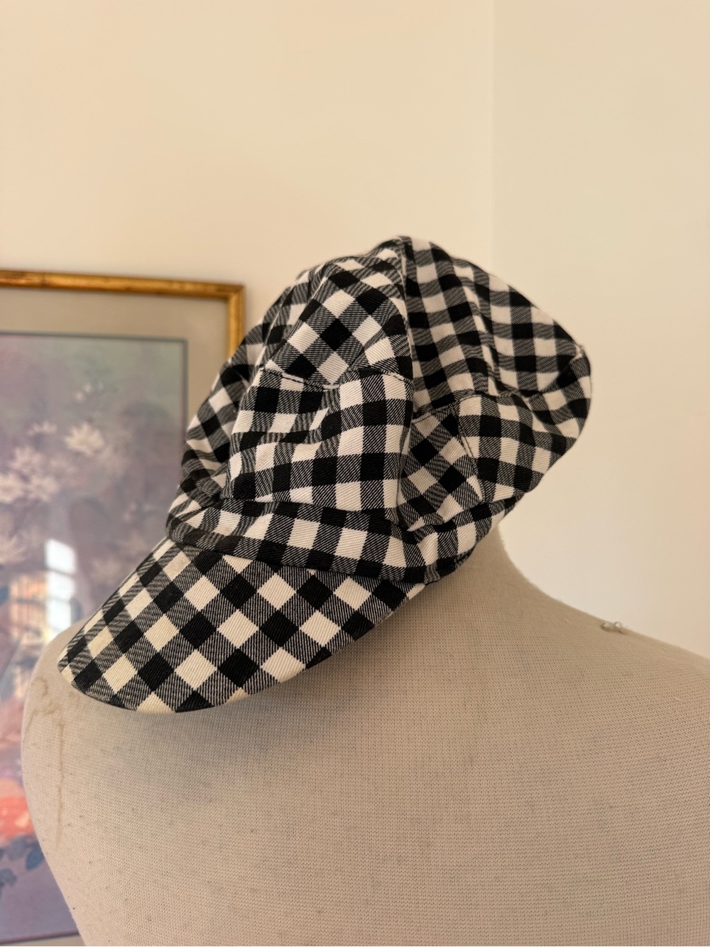 Black & White Gingham Cap